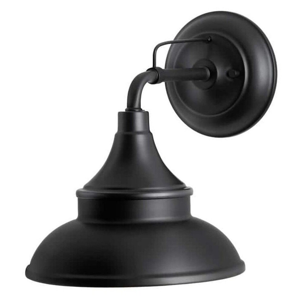 Hampton Bay 11 in. Black Barn Outdoor Wall Light Sconce Wetherby Open Box